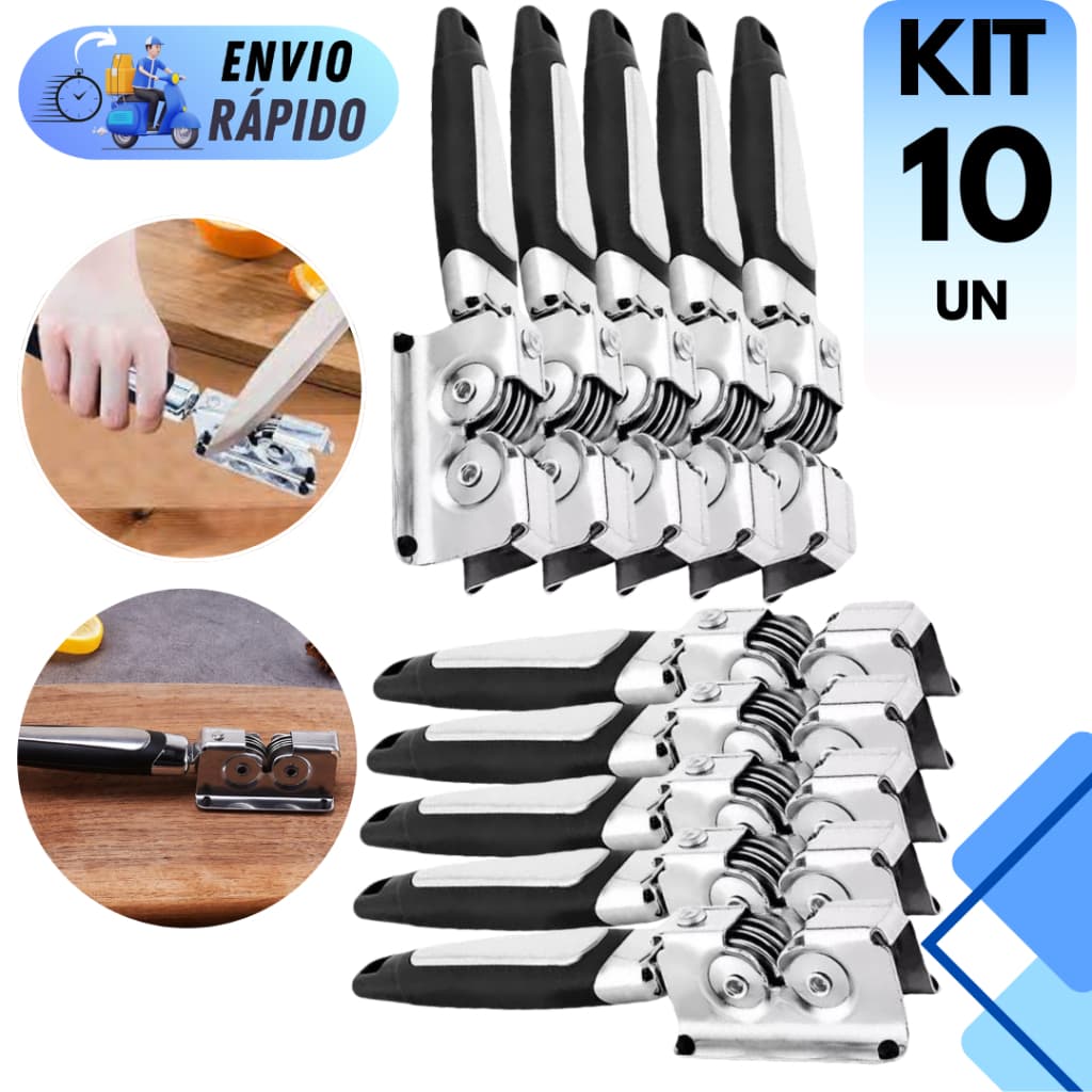 KIT 10 AMOLADOR AFIADOR DE FACA AÇO INOX RESISTENTE TESOURA CANIVETE PARA COZINHAS PROFISSIONAL