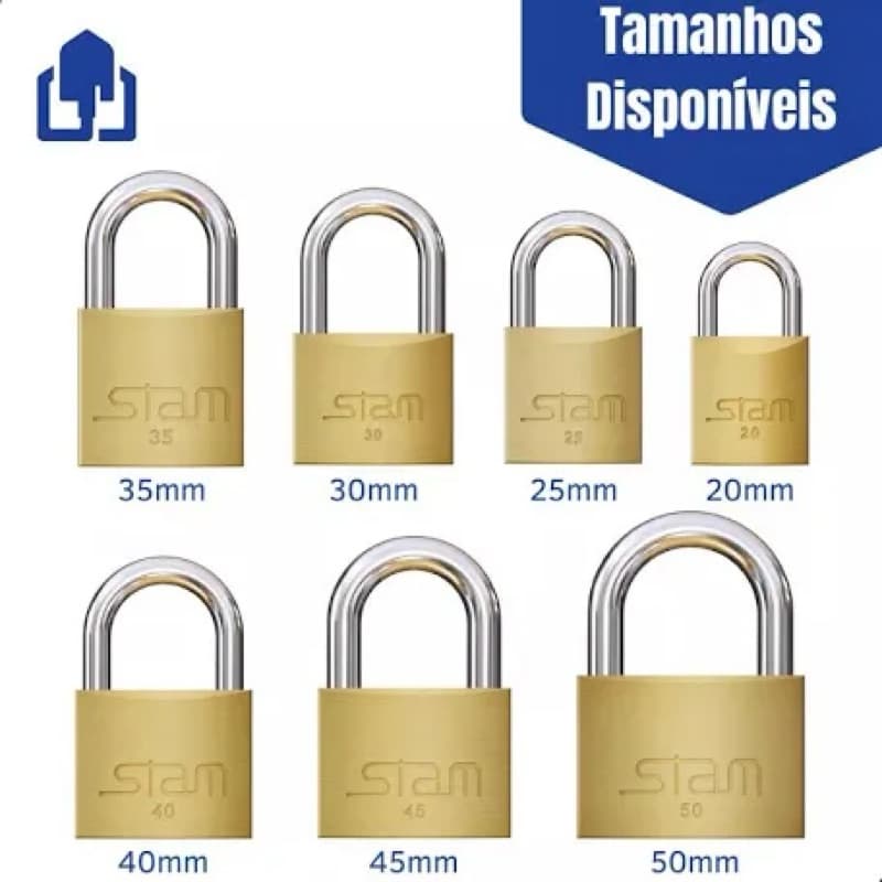 Cadeado Stam Latonado Zamac Antifurto - Vários tamanhos