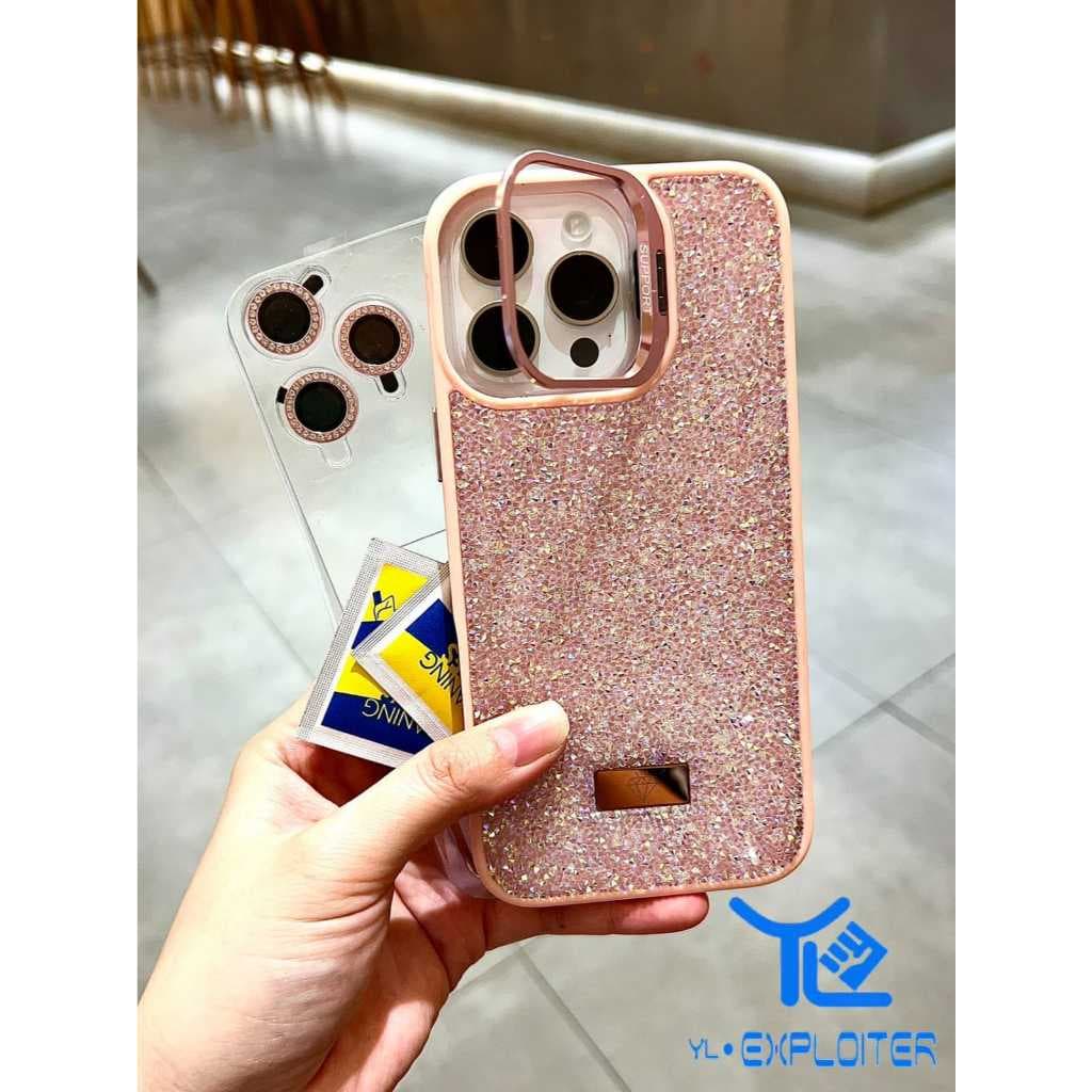 Case Com Strass, Suporte de Câmera & Película de Câmera Para Iphone 11 12 13 14 15 & Pro Max (LAB)
