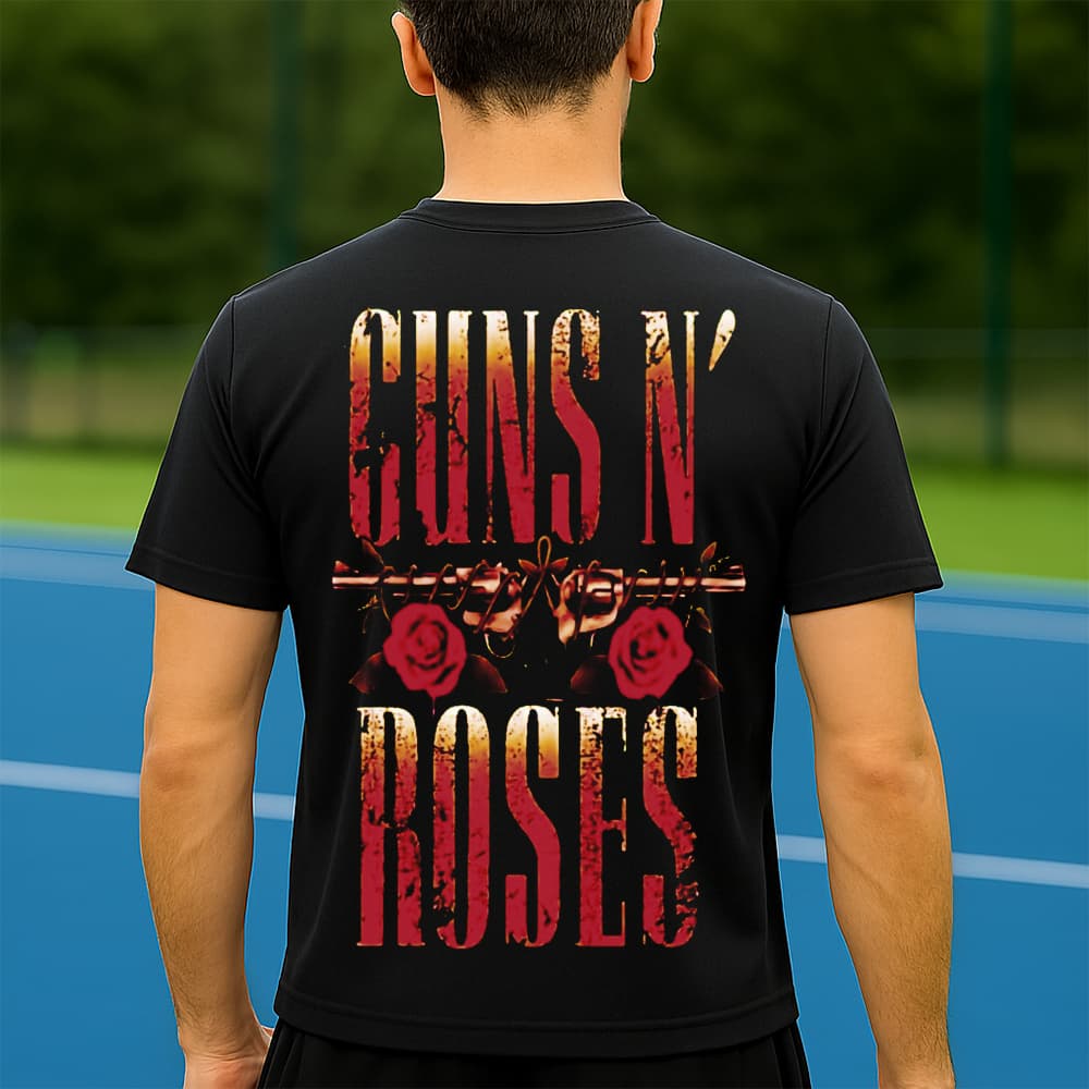 Camiseta Dry Fit Masculina Estampada Guns N' Roses P ao GG Leve Respirável Academia Treino