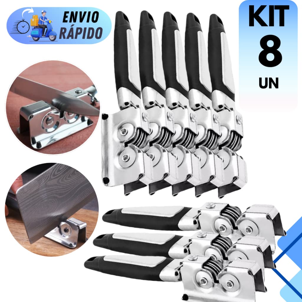 KIT 8 PEÇAS AFIADOR AMOLADORES DE FACA CUTELO EM AÇO INOX TESOURAS E CANIVETE PROFISSIONAL