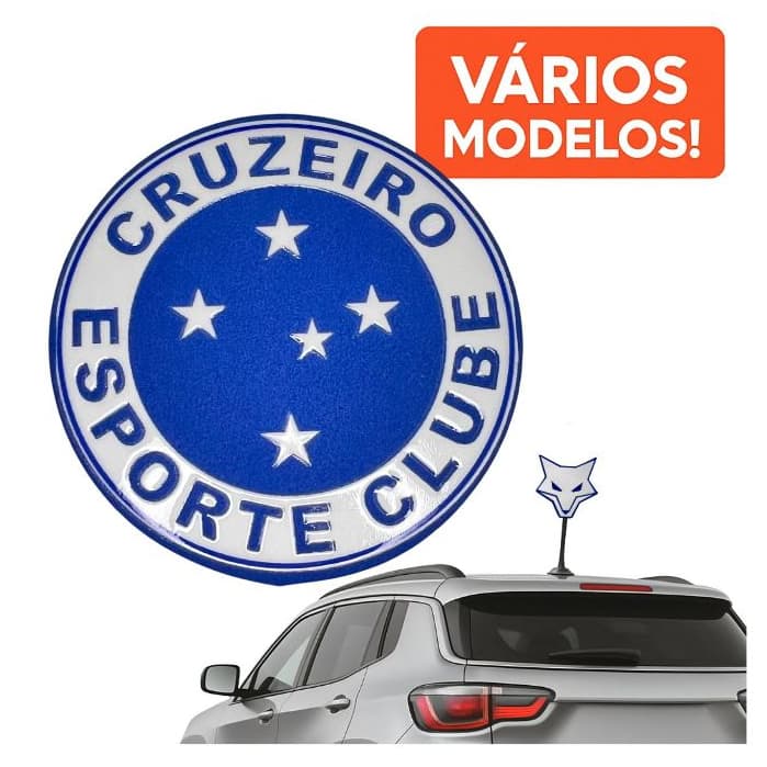 Ponteira Enfeite de Antena Cruzeiro - Escudo - Raposa - Cruzeiro - Azul - Cabuloso - Carro e Moto