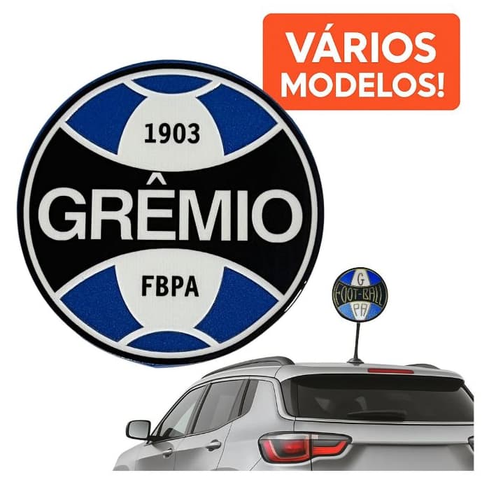 Ponteira Enfeite de Antena Grêmio - Escudo - Mosqueteiro - Azul - Preto - Imortal - Carro e Moto