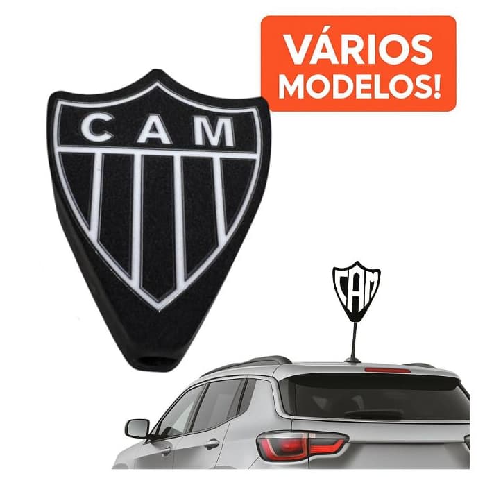 Ponteira Enfeite de Antena Galo - Atlético - Preto e Branco - CAM - Carro e Moto