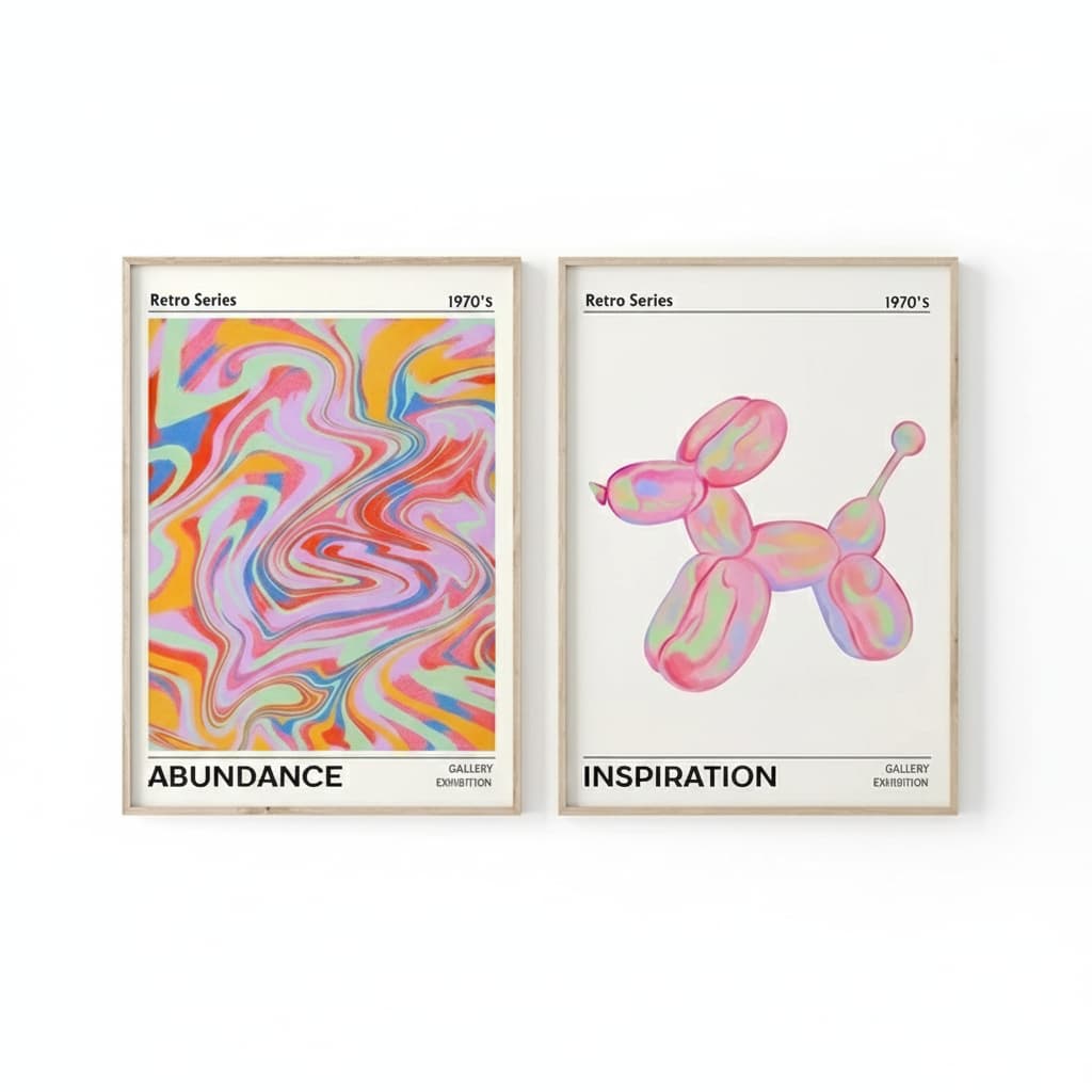Quadro decorativo Retro Holográfico abstrato colorido Gradiente Sala de decoração estética (3 peças)