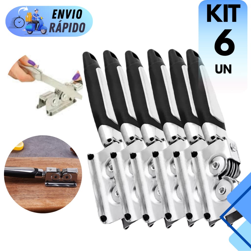 KIT 6 AFIADOR E AMOLADOR DE TESOURAS CANIVETES FACAS PARA DESOSSA EM AÇO INOX PROFISSIONAL
