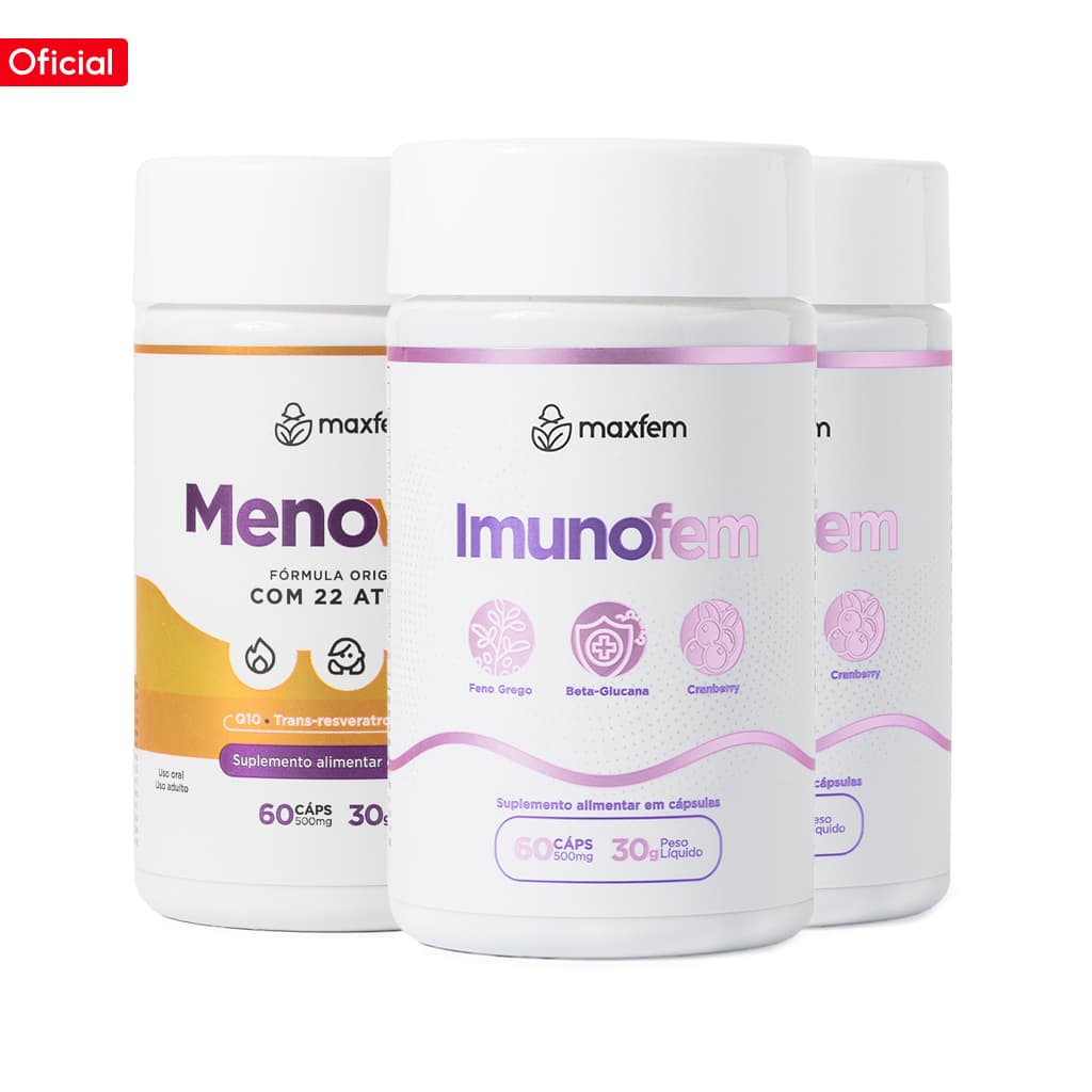 Kit Maxfem – 2 Imunofem + 1 Menovital | Equilíbrio, Imunidade e Bem-Estar Feminino
