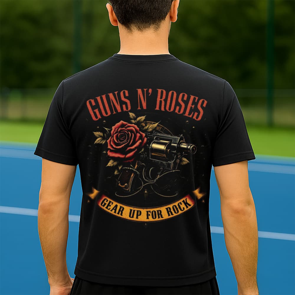 Camiseta Dry Fit Masculina Estampada Guns N' Roses P ao GG Leve Respirável Academia Treino