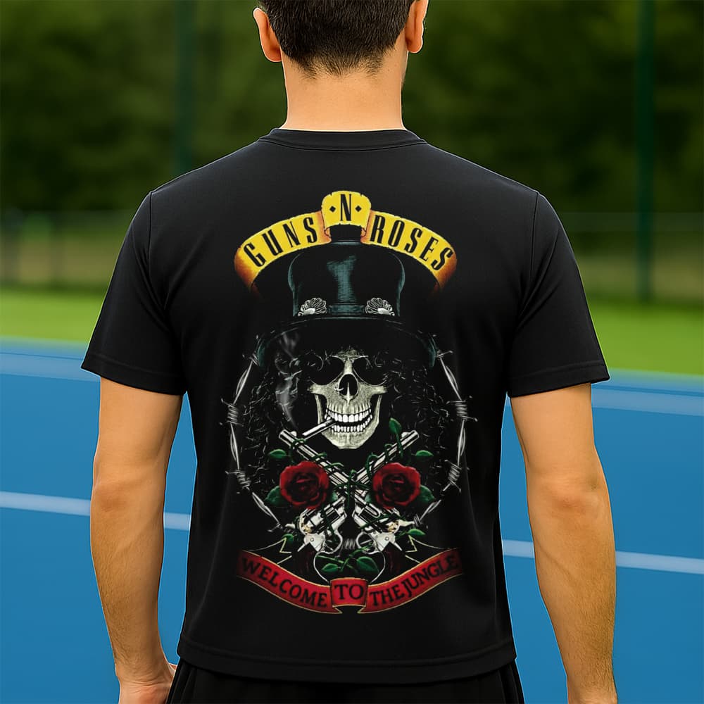 Camiseta Dry Fit Masculina Estampada Guns N' Roses P ao GG Leve Respirável Academia Treino