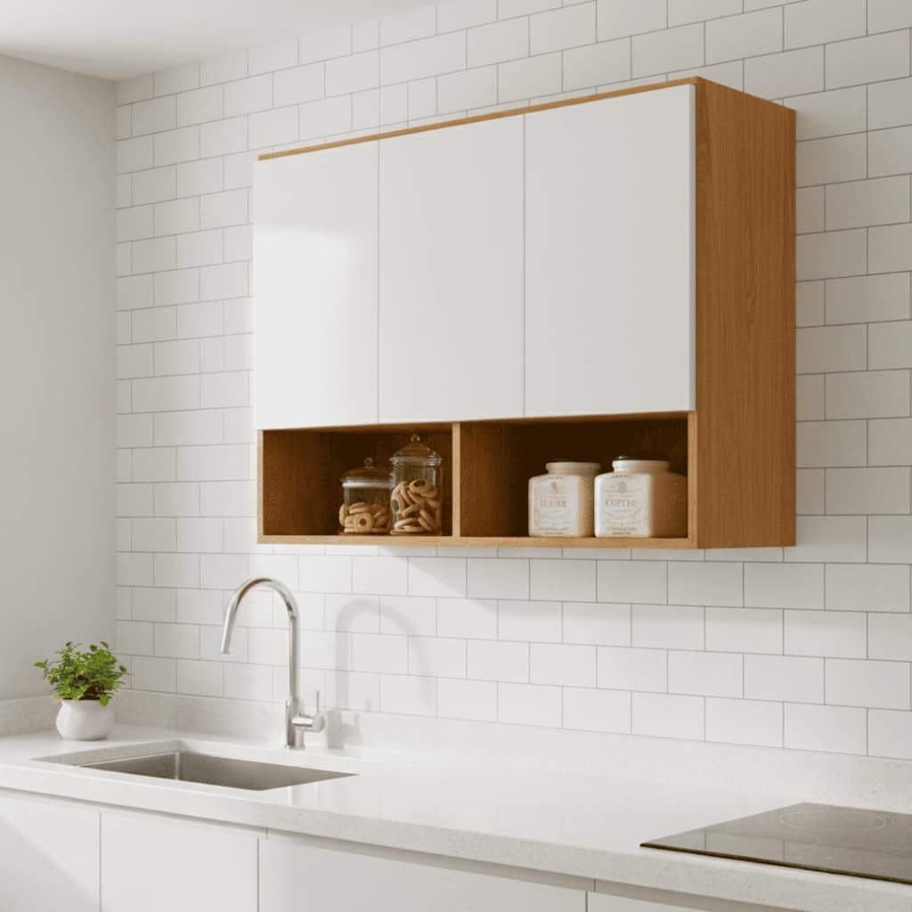 Armário Aéreo Bela 3 Portas Organizador Multiuso Nicho Cozinha Quarto