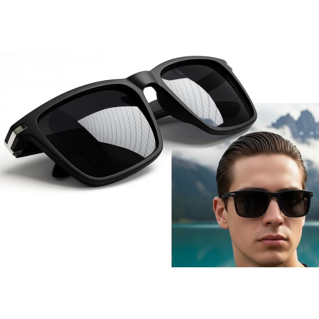 Óculos de Sol Masculino com proteção UV400 Preto com molas nas hastes Clássico Casual Estiloso 3781