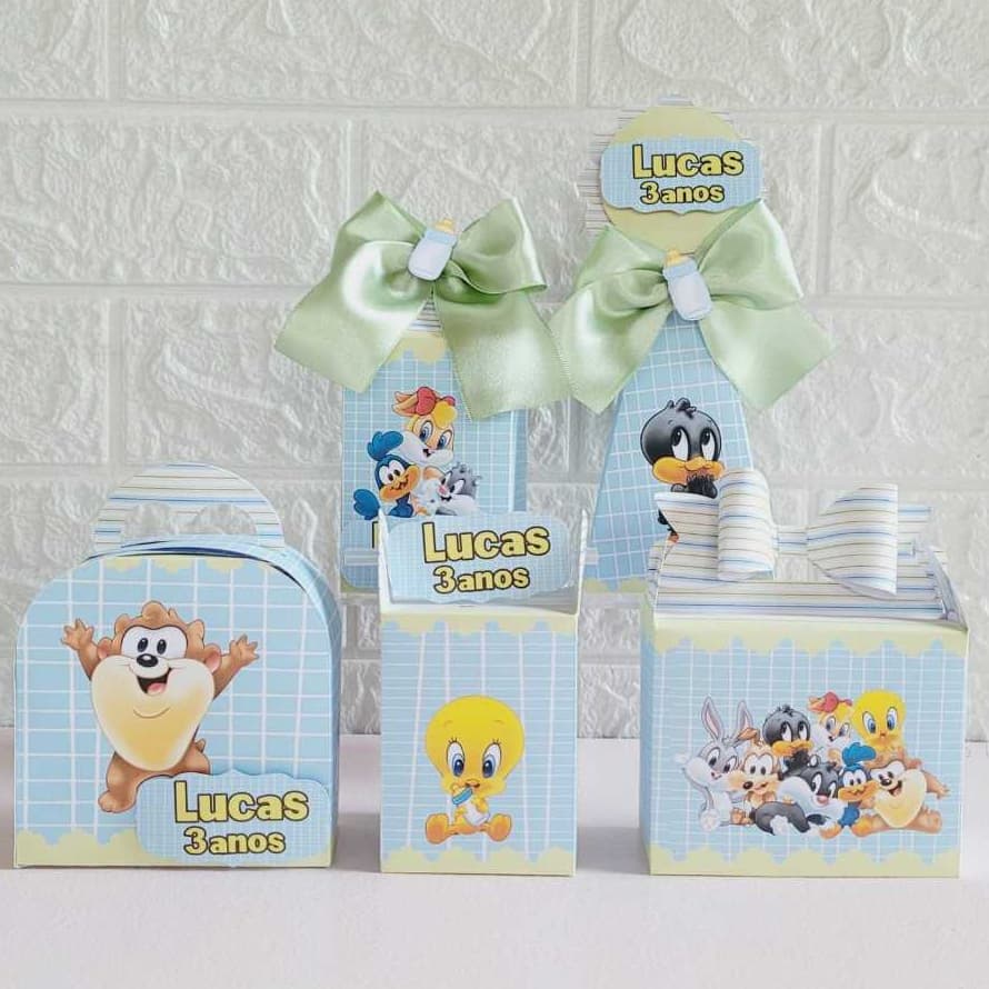 PEGUE E MONTE Kit Festa Personalizada Looney Tunes Baby Lembrancinhas E Caixas Festa Infantil.