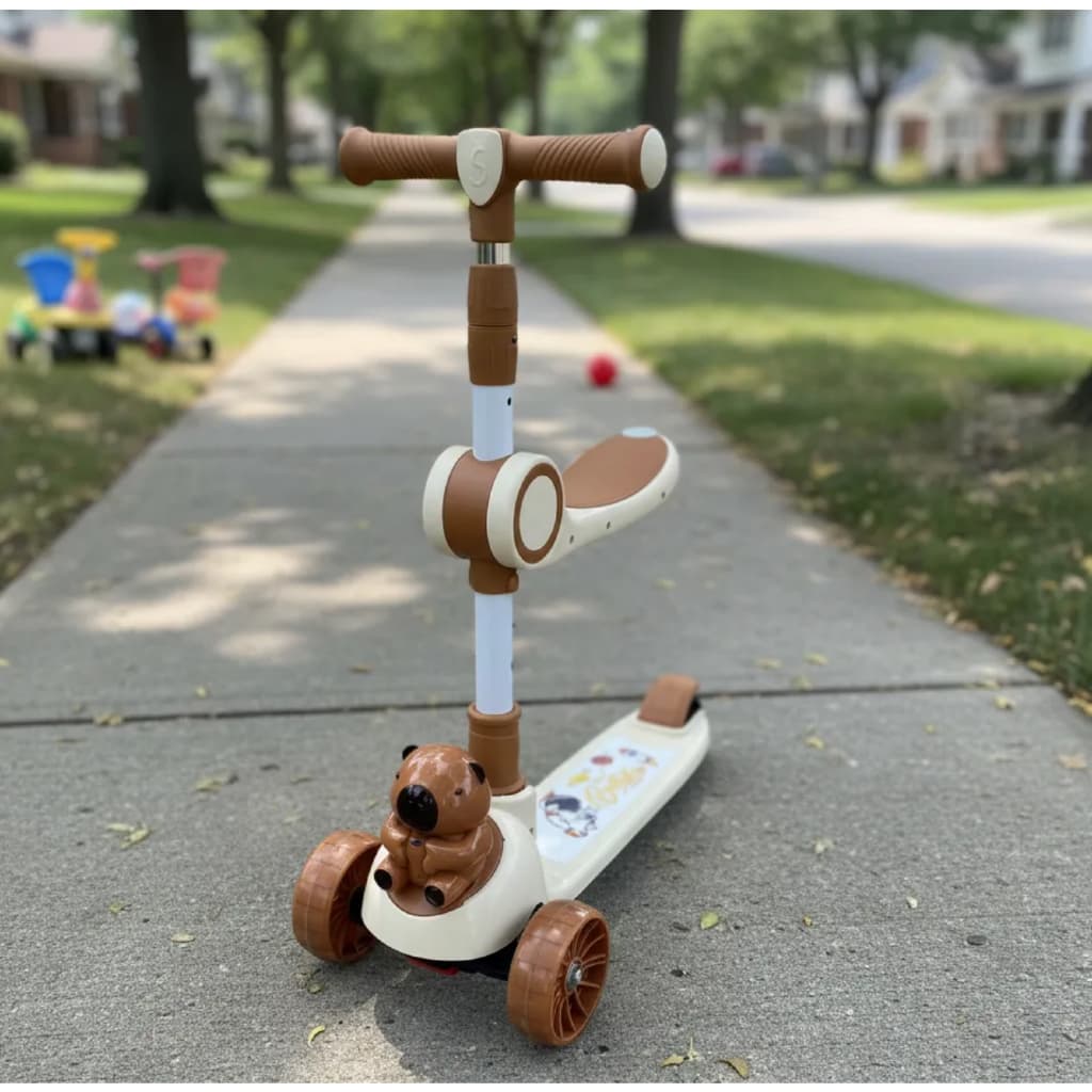 Patinete 2 em 1 Caoivara Luzes e Sons Infantil com Pisca nas Rodinhas