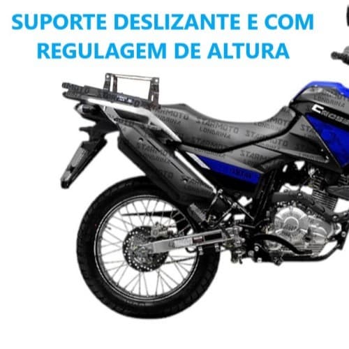 Suporte Baú Deslizante Crosser XTZ 150 de 2014 até 2026 - Bagageiro de Correr para Caixa de Moto - Pode levar garupa