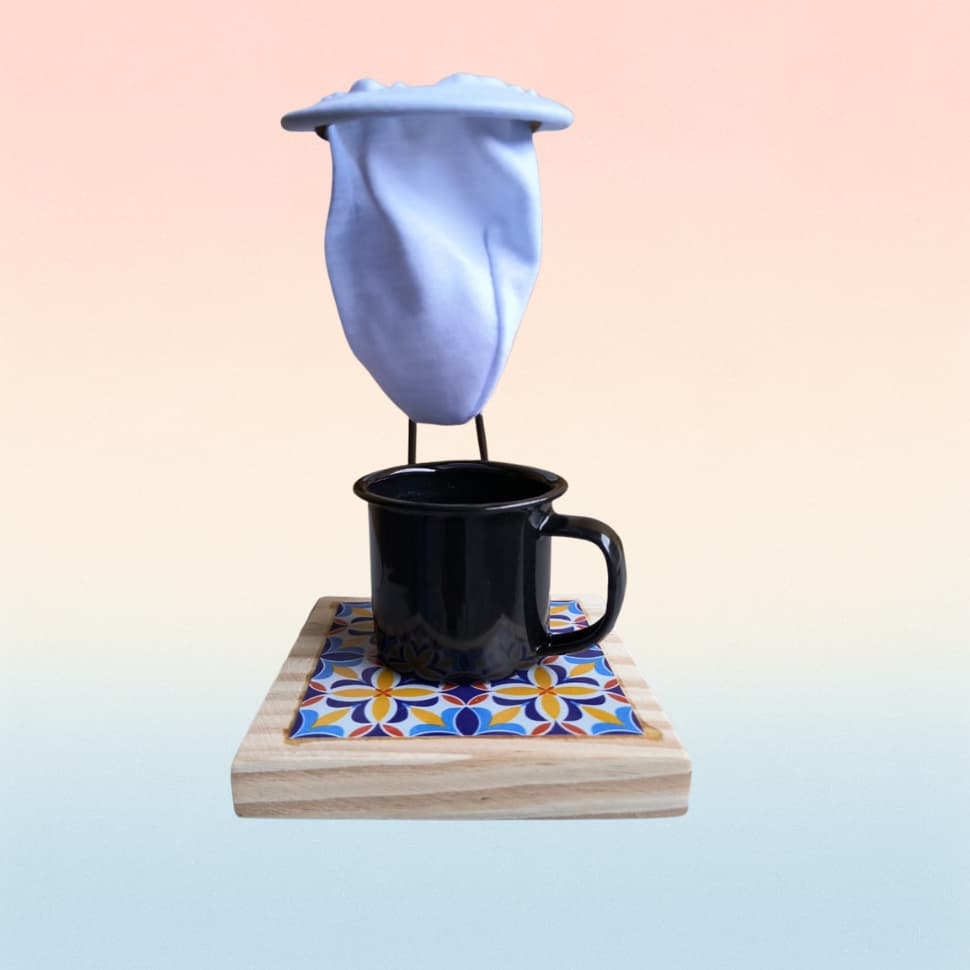 Mini Coador Café Gourmet Refil De Pano Com Caneca 90 Ml