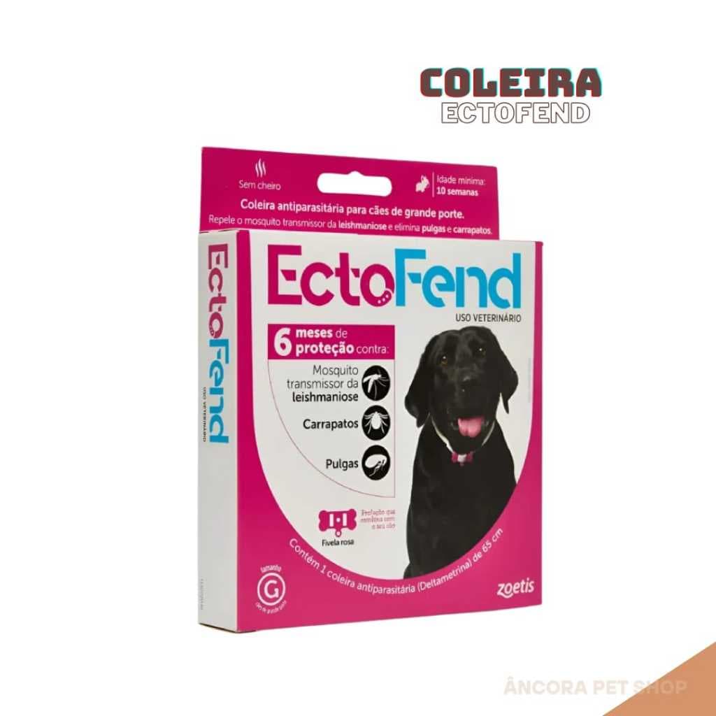 Coleira Ectofend Anti pulgas Carrapatos Cães Fêmea - Grande 48cm