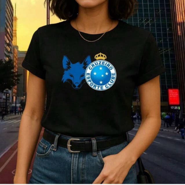 Camisa Camiseta Feminino Lançamento Cruzeiro Mascote Raposa 100% Algodão Fio 30.1