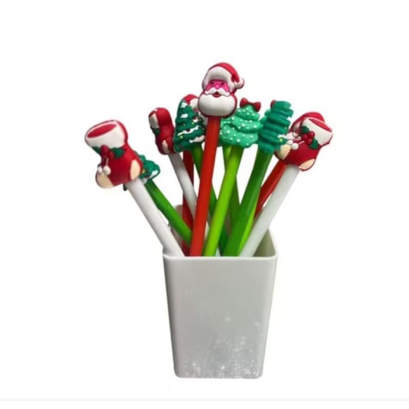 12 Canetas Natal Sortidas Escrita Azul Ponta Fina (XC1123-2)/ Caneta Natal/ Caneta divertida/ Natal
