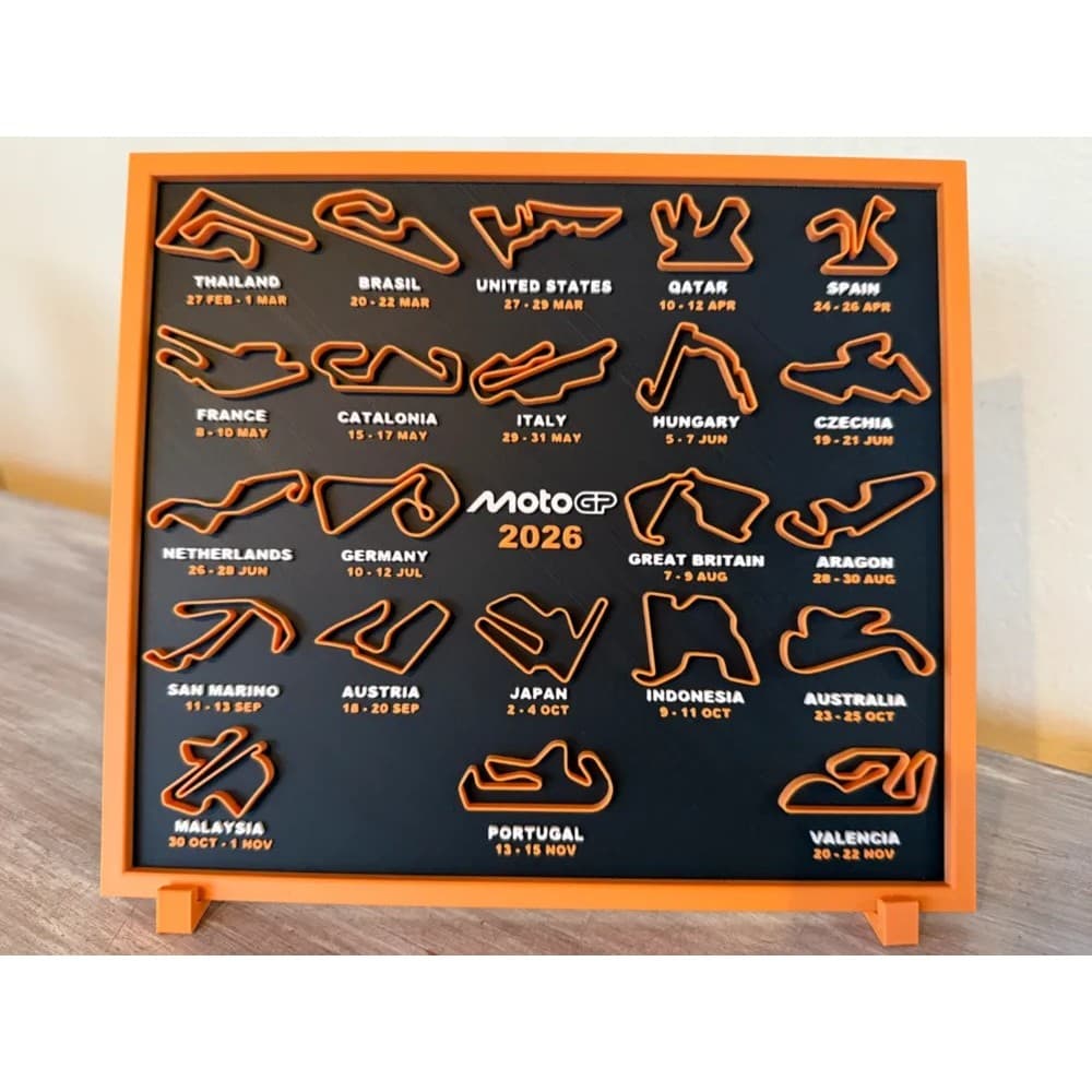 Quadro MotoGP 2026 em 3D – Circuitos Oficiais em Alto Relevo