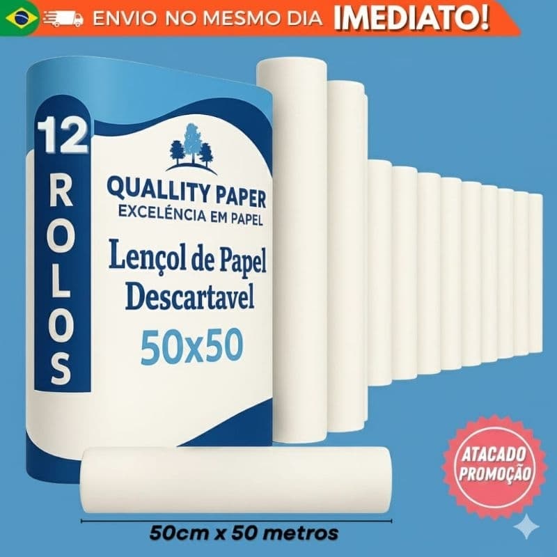 12 Rolo de Lençol descartavel hospitalar 50x50 lençol branco29