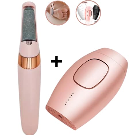 Super Kit Lixador de Pé Elétrico + Depilador a Laser IPL Portátil, Prático e Seguro - Cores Sortidas