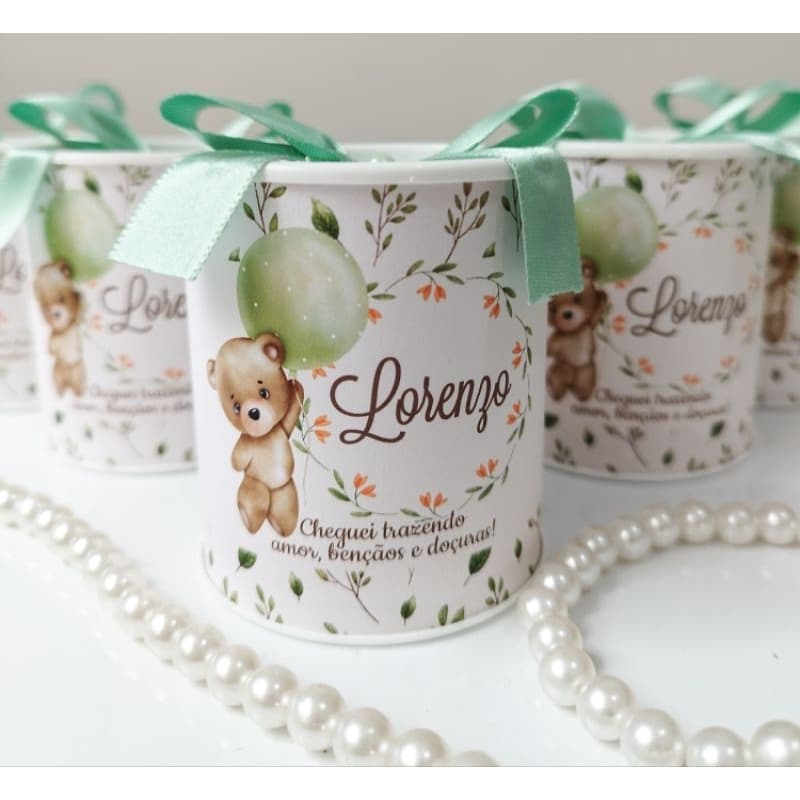 Tubolatas 7 x 6 Ursinho Baloeiro Lembrancinha Personalizada Maternidade nascimento aniverário Urso