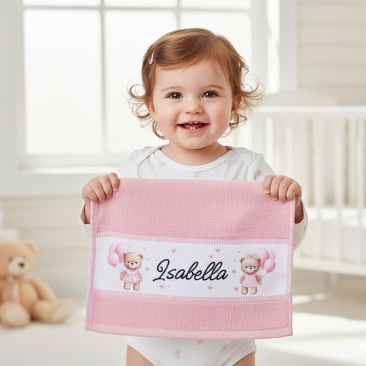 Toalha de Boca Personalizada Infantil ,Algodão Escolar com Nome e Personagem (envio rápido)