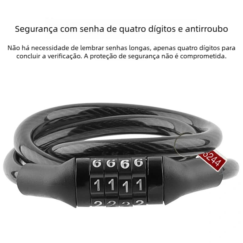 Corrente Cadeado Segurança Bicicleta C/ Senha Segredo Fertak 7.4mm x 540mm