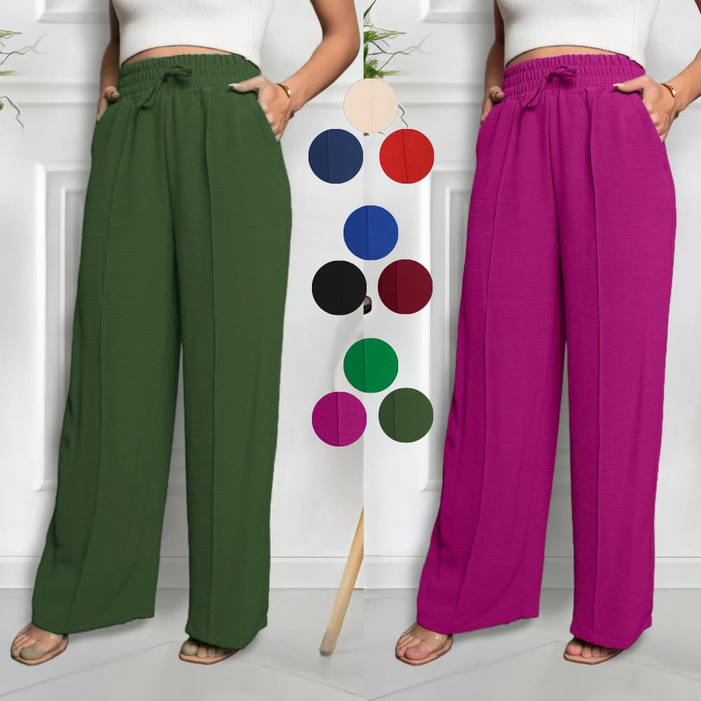Pantalona Calça Duna Feminino Com Bolso Cintura Alta Verão