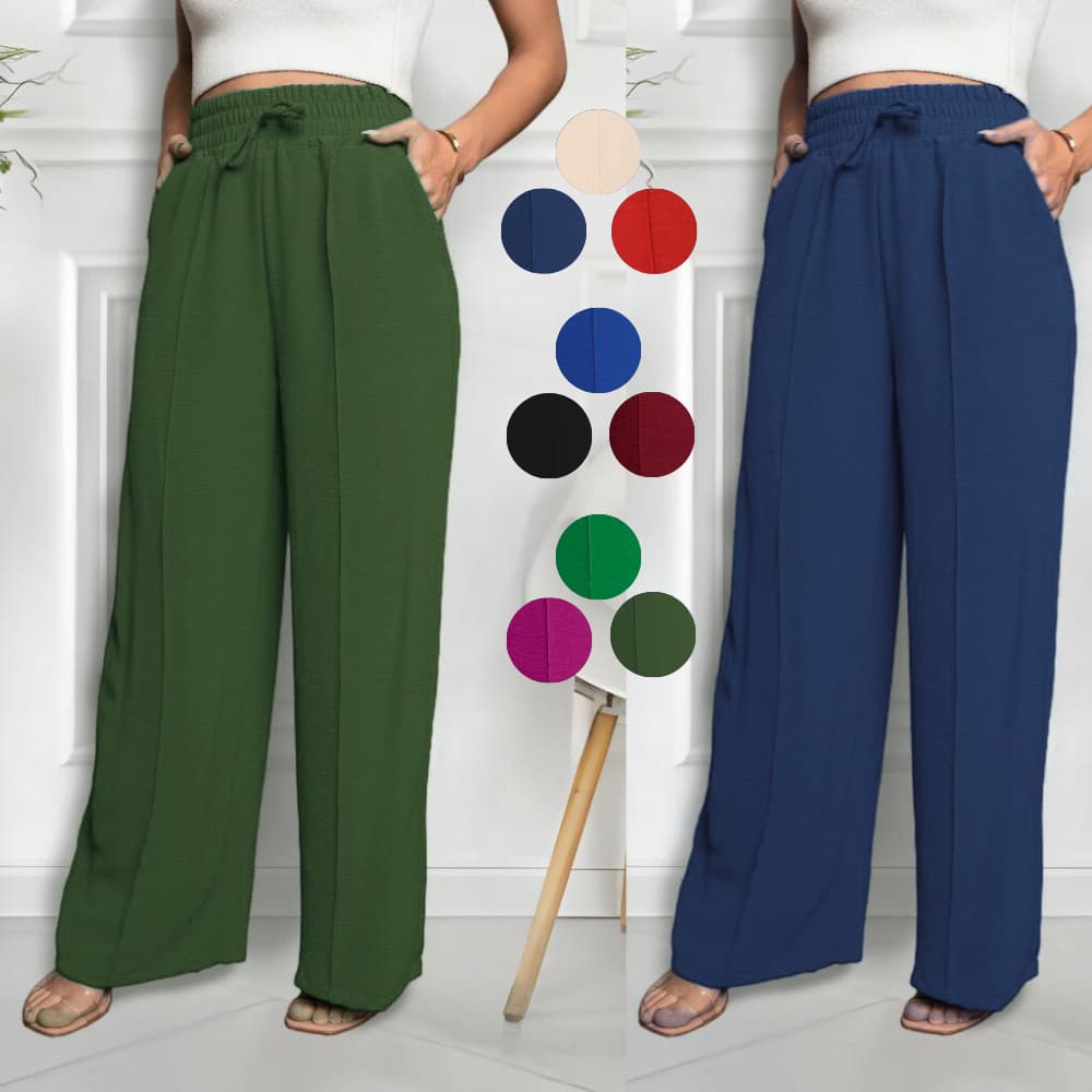 Pantalona Duna Calça Feminino Cintura Alta Com Bolso Elastico Verão