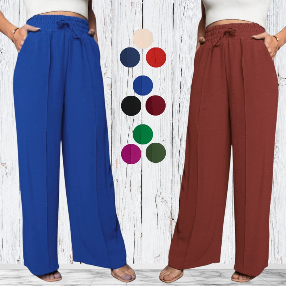 CALÇA FEMININO PANTALONA DUNA CINTURA ALTA COM BOLSO ELASTICO NA CINTURA