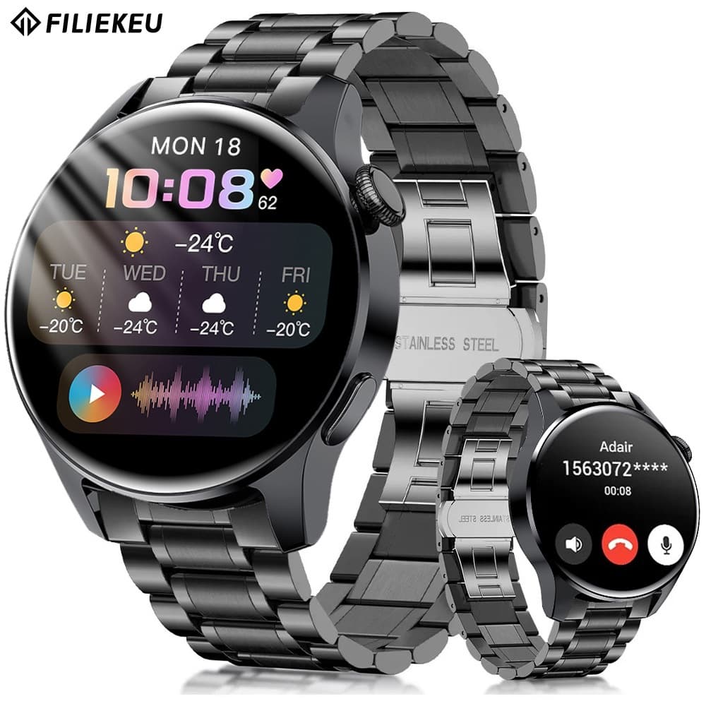 FILIEKEU relógio smartwatch Chamada Bluetooth à prova d'água pressão arterial relógio inteligente