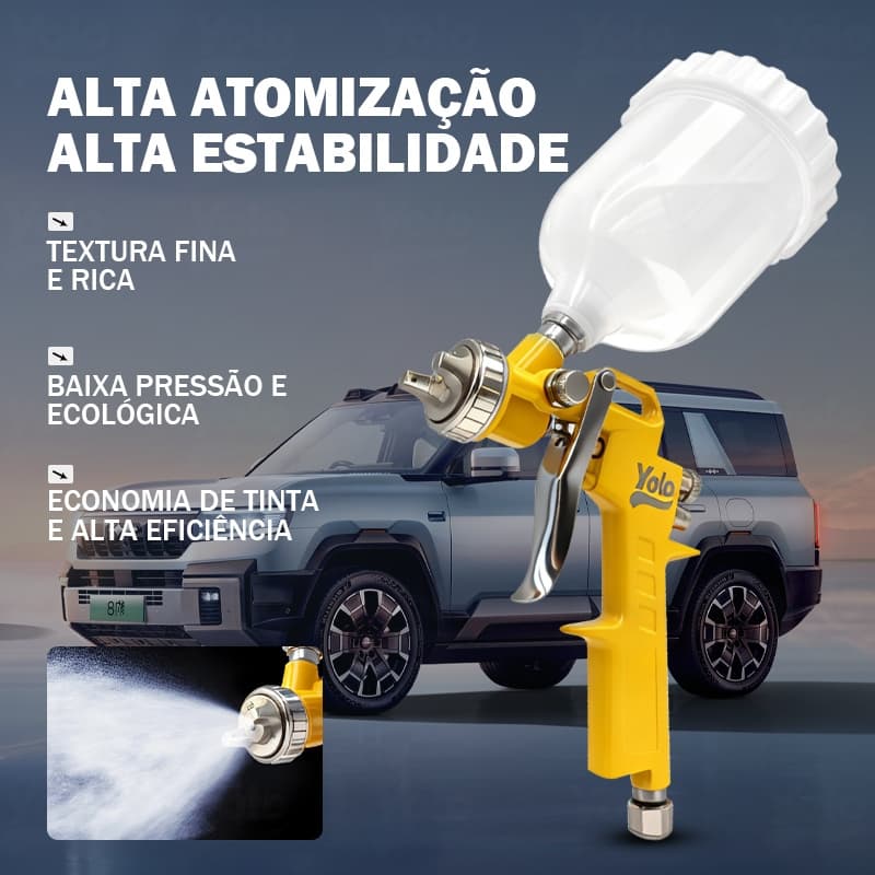 Maquina de Pintura Pistola HVLP Profissional Automotiva Gravidade mais 1.4mm Bicos Bojão 600ml