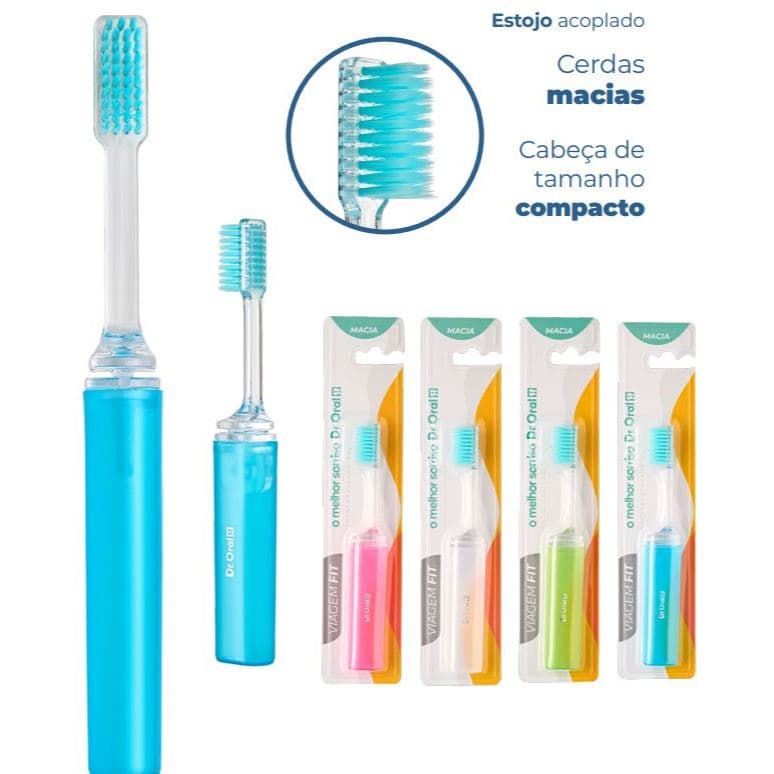 Escova De Dentes Adulto e Infantil Com Capa Acoplada Viagem e Escola