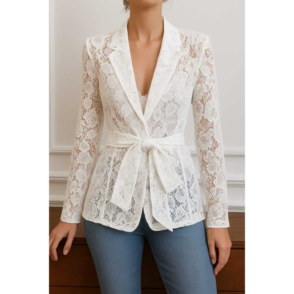 Blazer laço em Renda