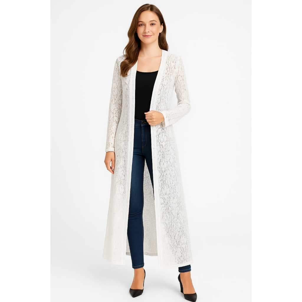 Cardigan Rendado Longo Feminino – Ideal para Looks Casuais