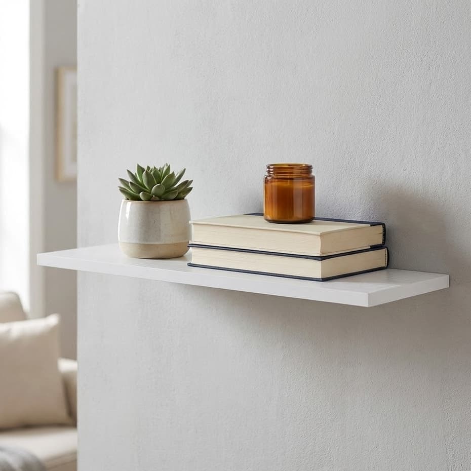 Prateleira Suspensa Invísvel 45x20cm Lisa Branca Para Quarto Sala Escritório