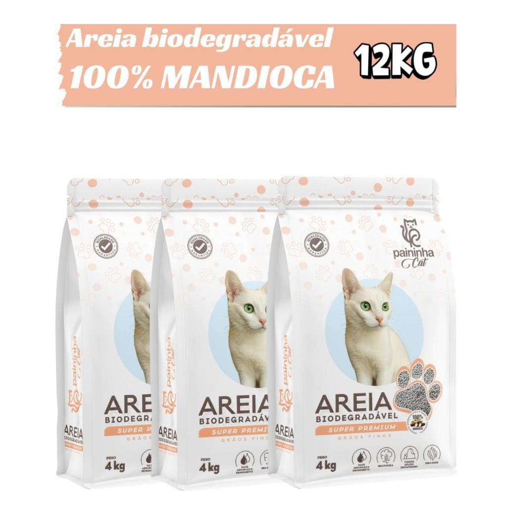 Areia Higiênica Biodegradável Natural Para Gatos 12kg - Paininha Cat
