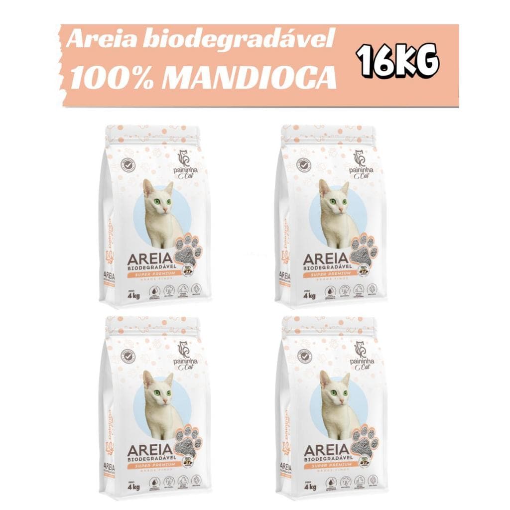 Areia Higiênica Biodegradável Para Gatos 16kg - Paininha Cat
