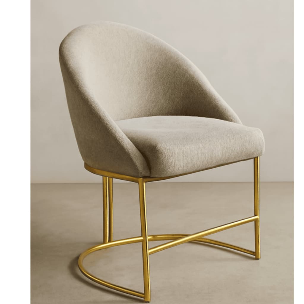Envio Imediato - Cadeira Poltrona Lua Luxo com Pé de Metal Dourado Industrial - FeF Decor