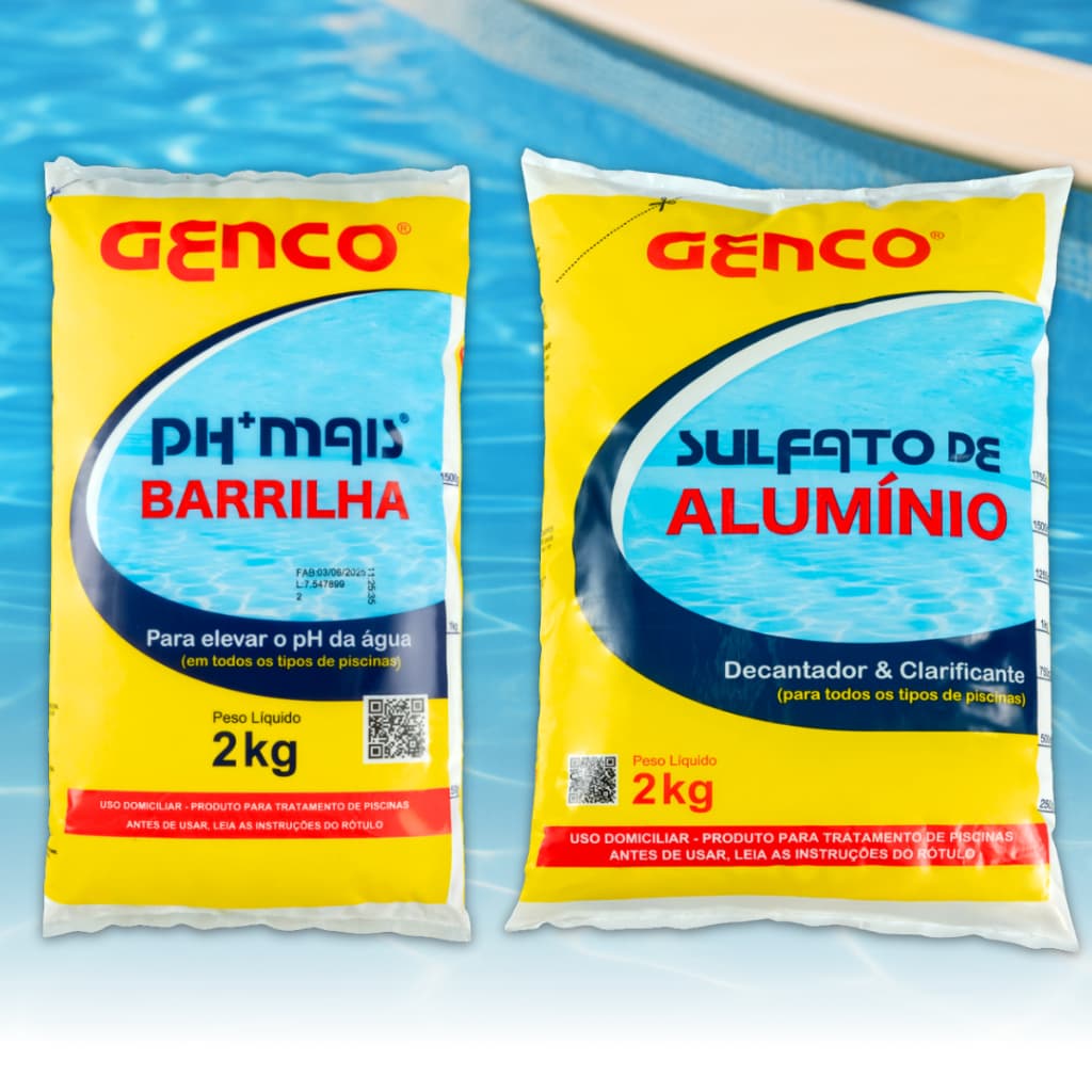 Kit PH Mais Barrilha + Sulfato Alumínio 2kg Genco Para Piscina