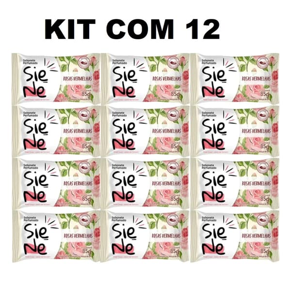 Kit 12  Sabonete Siene Em Barra Rosas Vermelhas 85g   3401.11.90