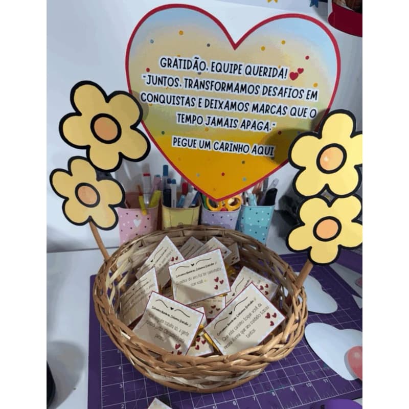 Gratidão Equipe - Tags com recadinhos - Tags motivacionais na cesta