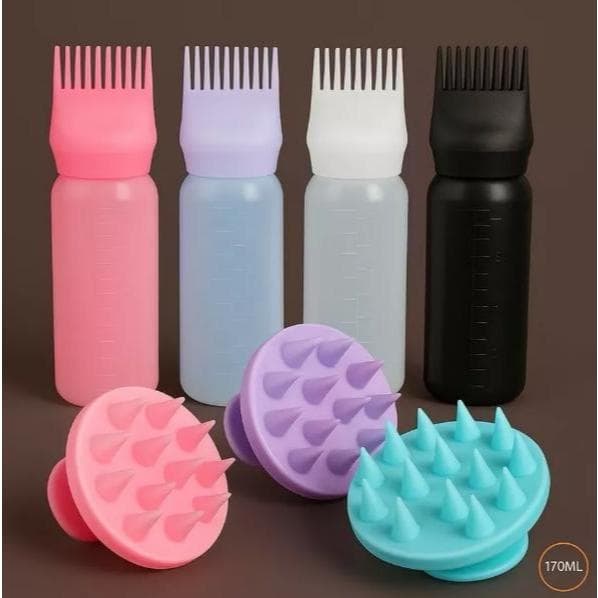 Kit Completo para Coloração Capilar: Aplicador com Pente + Massageador de Silicone - Cabelos Vibrantes e Saudáveis
