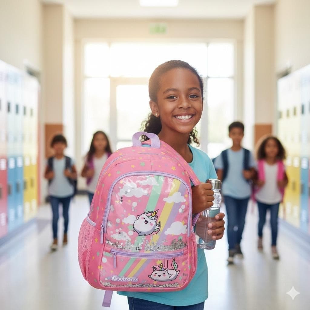 Mochila Unicórnio bolsa infantil cor de Rosa Volta as aulas