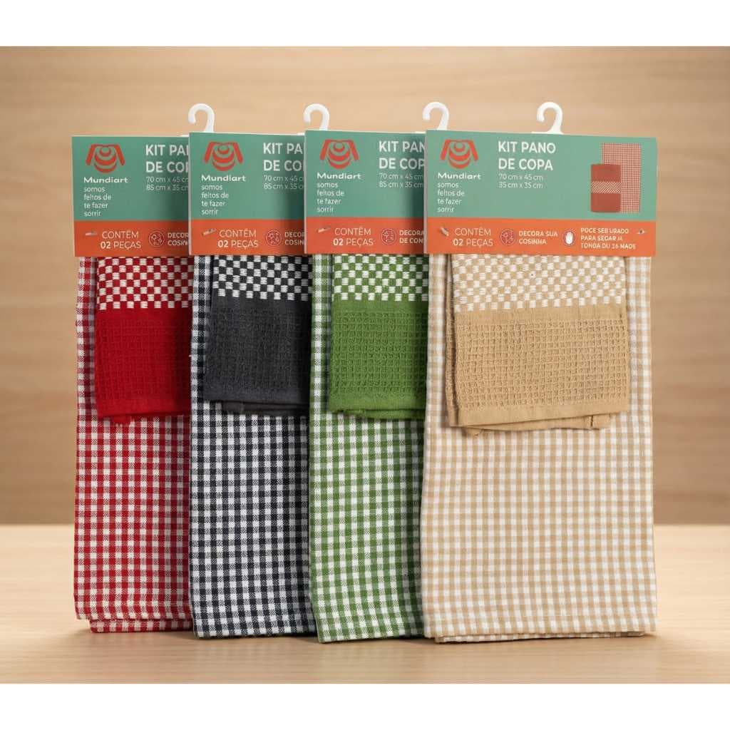 Kit 2 Panos de Copa Waffle 70x45cm + 35x35cm Pano de Prato Absorvente Cozinha
