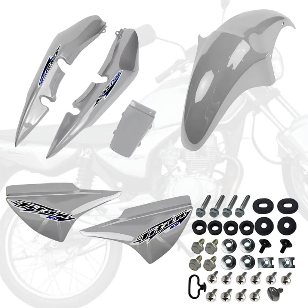 Kit Carenagem Titan 150 Prata 2006 2007 2008 + Adesivos e Parafusos
