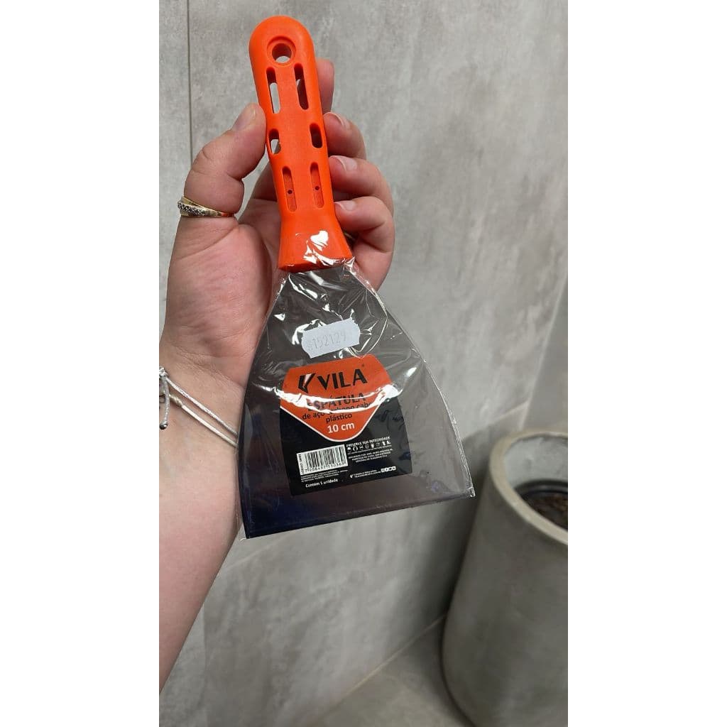 ESPATULA DE AÇO CARBONO CABO PLASTICO 10CM - VILA