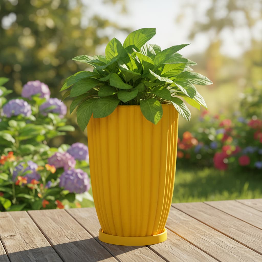 Vaso de Planta Sala - Vaso de Polietileno Pequeno e Médio com Prato Coletor