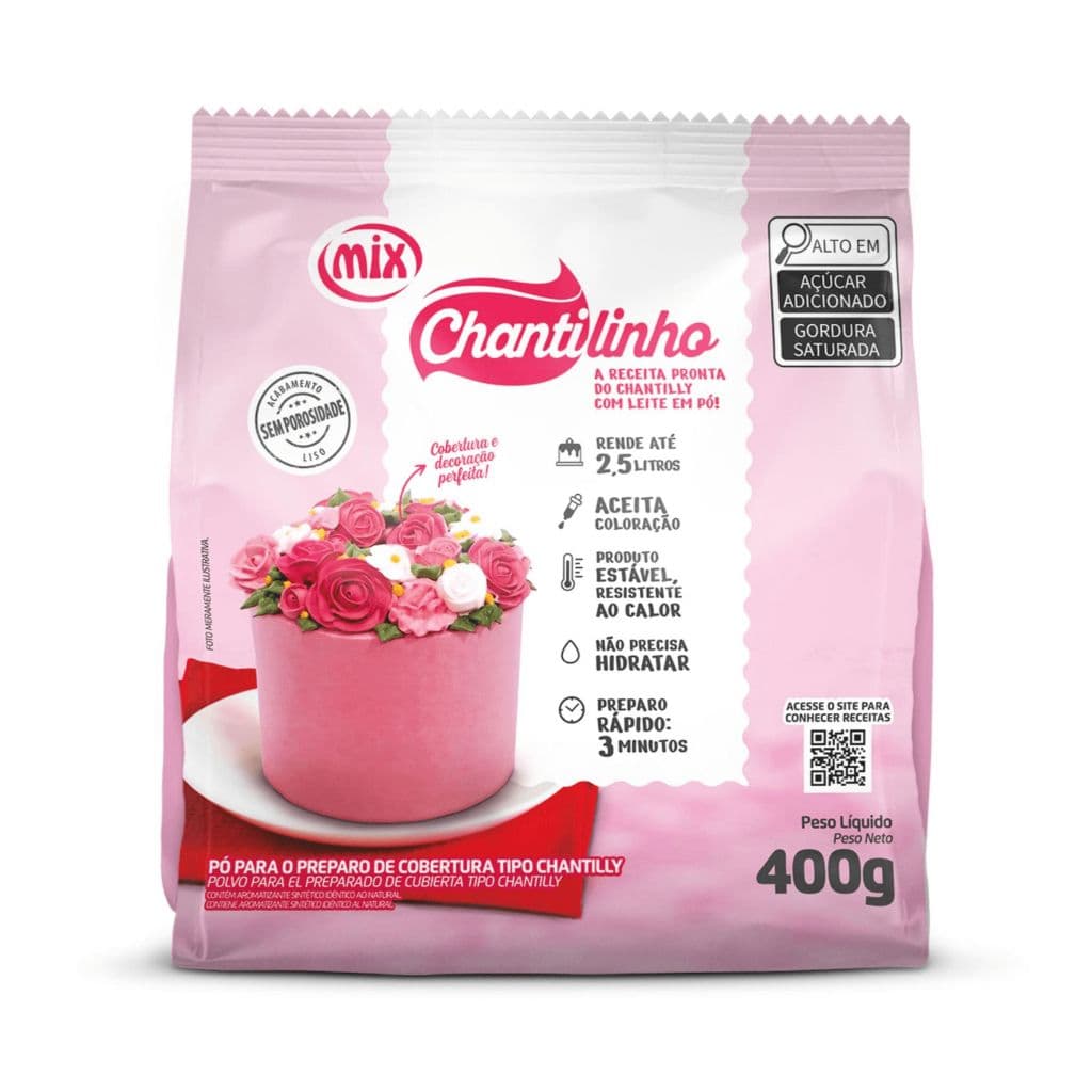 Mix Chantilinho Pó 400g Preparo para Chantilly de Alta Estabilidade